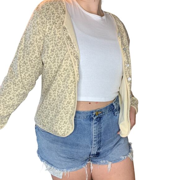 Vintage L.L. Bean Dainty Delicate Floral Garden Button Cardigan Long Sleeve XL - Picture 6 of 9